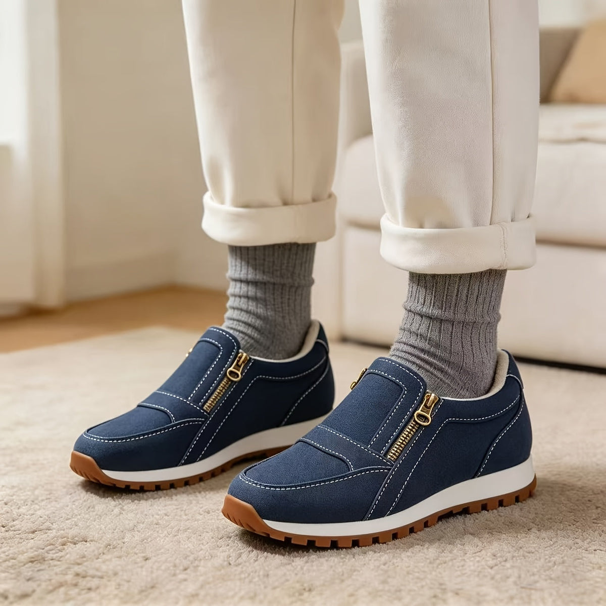 Janne – Warm Slip-On Sneaker with Double Zip, view 4